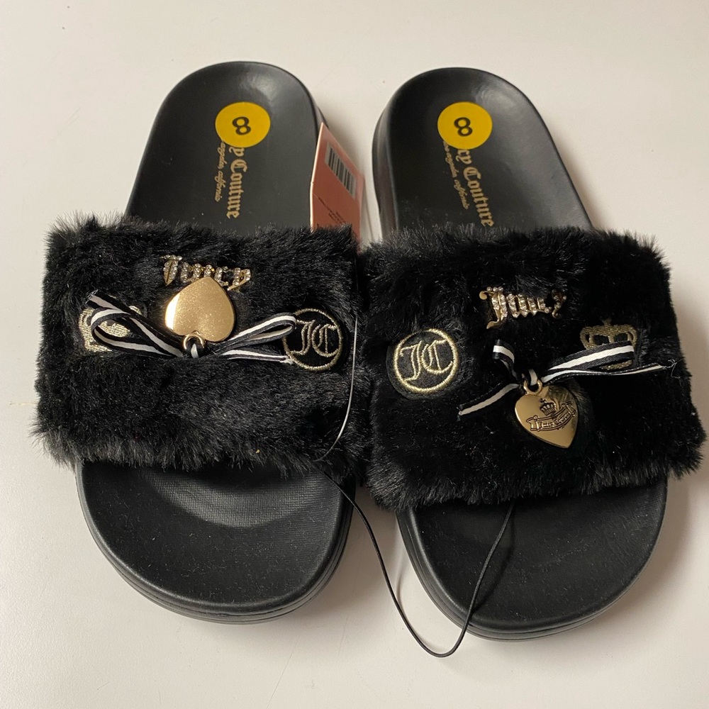 Juicy couture fur slides size 8